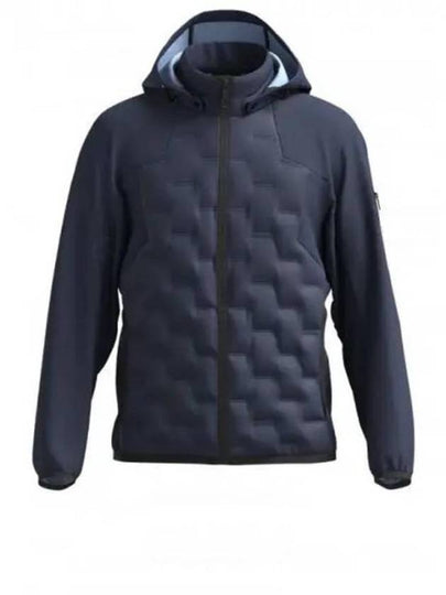 Pattern Padded Hooded Jacket Navy - HUGO BOSS - BALAAN 2