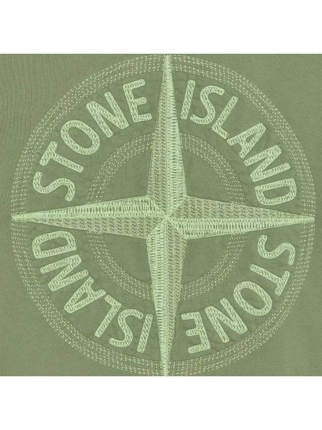 Garment Dyed Stitches Four Print Crewneck Sweatshirt Green - STONE ISLAND - BALAAN 5