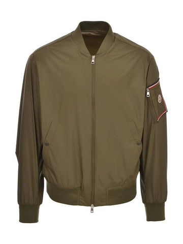 Men's Bharani Logo Patch Bomber Jacket Olive - MONCLER - BALAAN 1