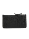 Pebble Leather Stitch Logo Zipper Card Wallet Black - MAISON MARGIELA - BALAAN 3