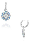 Idyllia Flower Rhodium Plated Earrings Blue - SWAROVSKI - BALAAN 5