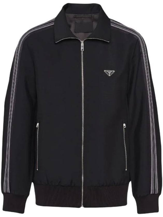 Triangle Logo Wool Mohair Track Jacket Black - PRADA - BALAAN 1