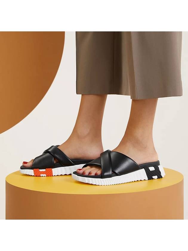 Infra Nappa Leather Slippers Noir - HERMES - BALAAN 6