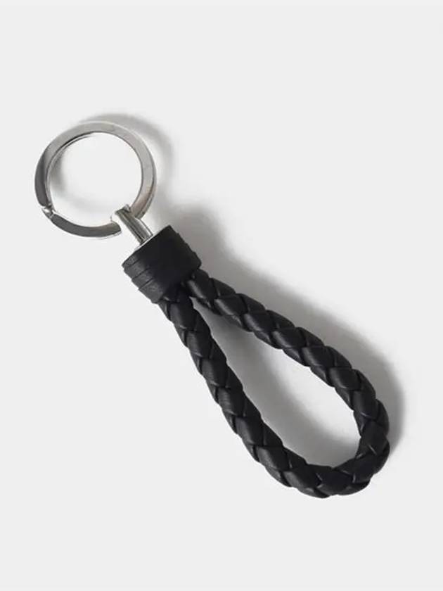 Intrecciato Leather Key Holder Black - BOTTEGA VENETA - BALAAN 3