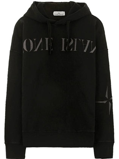 Logo Lettering Hoodie Black - STONE ISLAND - BALAAN 2