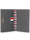 Pebble Grained Leather Double Card Wallet Grey - THOM BROWNE - BALAAN 5