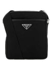 Triangle Logo Re-Nylon Saffiano Leather Cross Bag Black - PRADA - BALAAN 2