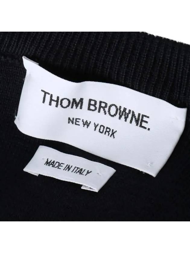 Men's Milan Stitch Armband Crew Neck Knit Top Navy - THOM BROWNE - BALAAN 7