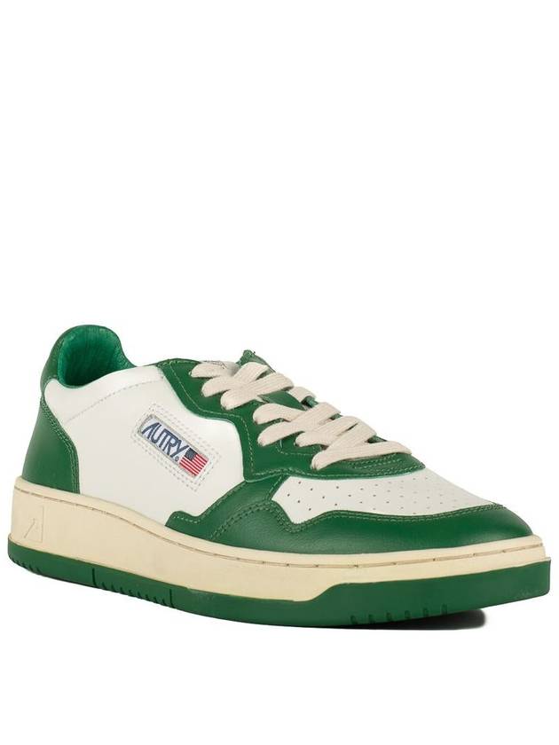 Men's Medalist Leather Low Top Sneakers Green - AUTRY - BALAAN 4