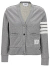 4-Bar Loopback Jersey Cardigan Light Grey - THOM BROWNE - BALAAN 4