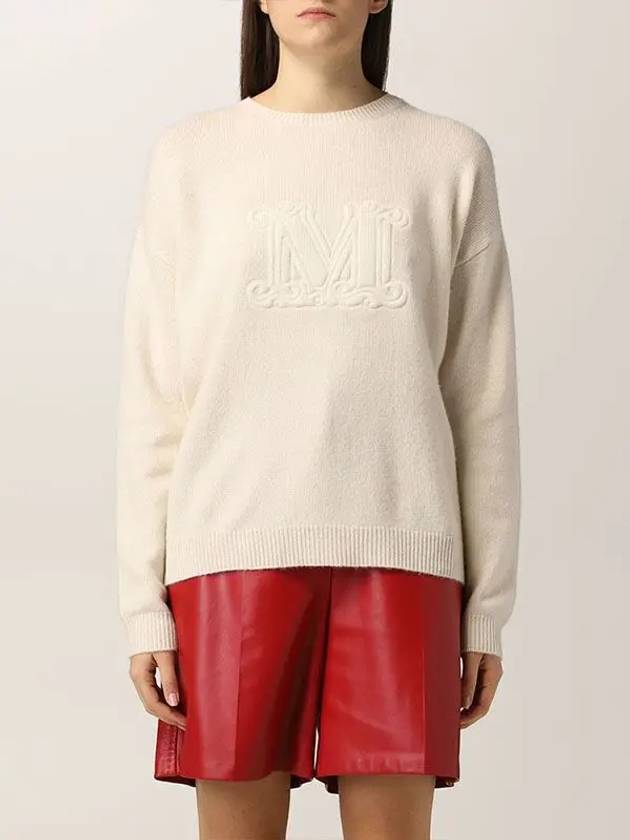 Aster M Logo Cashmere Knit Top Ivory - MAX MARA - BALAAN 5