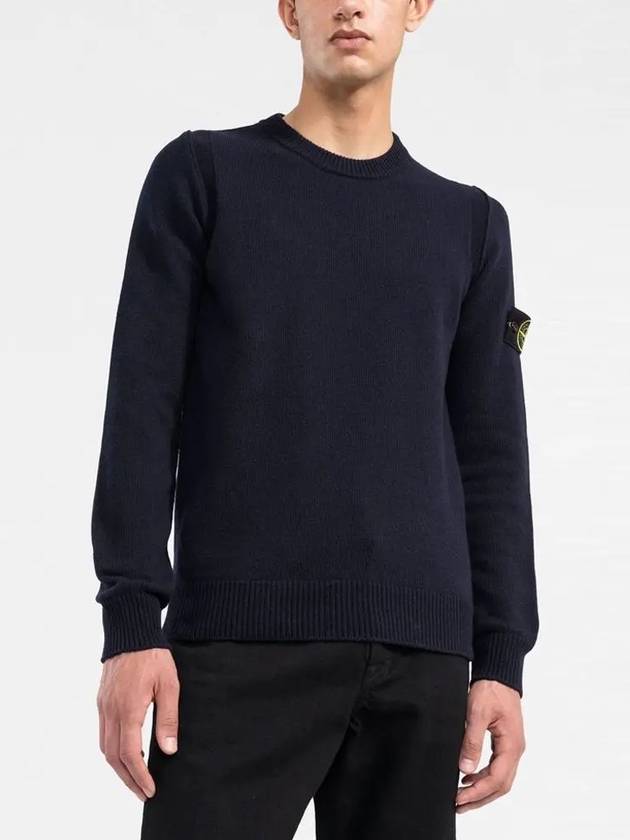 Wappen Patch Crew Neck Wool Knit Top Navy - STONE ISLAND - BALAAN 3