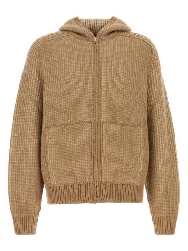 Col d'Olen Rib Zip Up Hoodie Camel - LORO PIANA - BALAAN 1