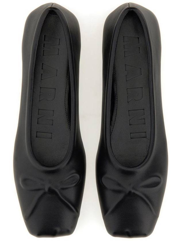 Bow Embossed Leather Ballerina Black - MARNI - BALAAN 6