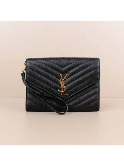 Grain De Poudre Cassandre Clutch Bag Black - SAINT LAURENT - BALAAN 2