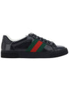 Men's Ace GG Crystal Canvas Low Top Sneakers Black - GUCCI - BALAAN 1