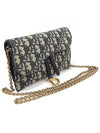 S5614CTZQ M928 Blue Oblique Jacquard Saddle WOC Chain Long Wallet Cross Bag - DIOR - BALAAN 3