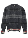 Donegal Tartan Stripe V-Neck Cardigan Grey - THOM BROWNE - BALAAN 4