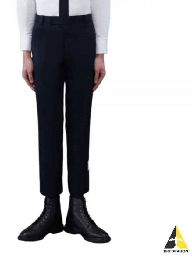 Men's Twill Unconstructed Cotton Straight Pants Navy - THOM BROWNE - BALAAN 2