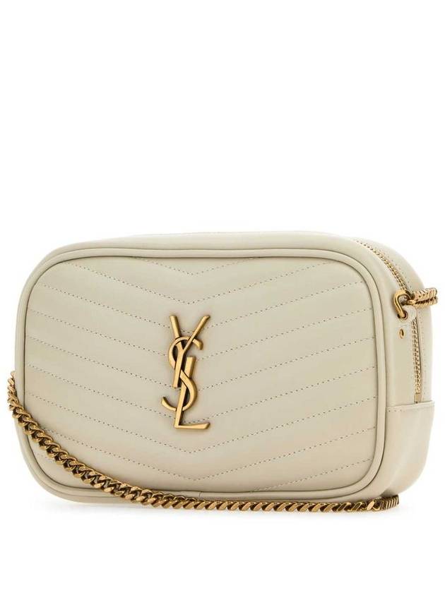 Lou Small Leather Cross Bag White - SAINT LAURENT - BALAAN 3