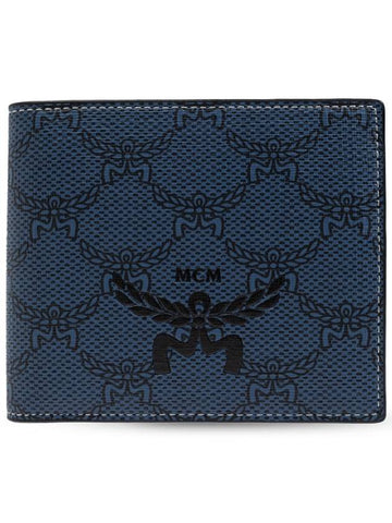 Foldable Wallet With Logo Men s Blue - MCM - BALAAN 1