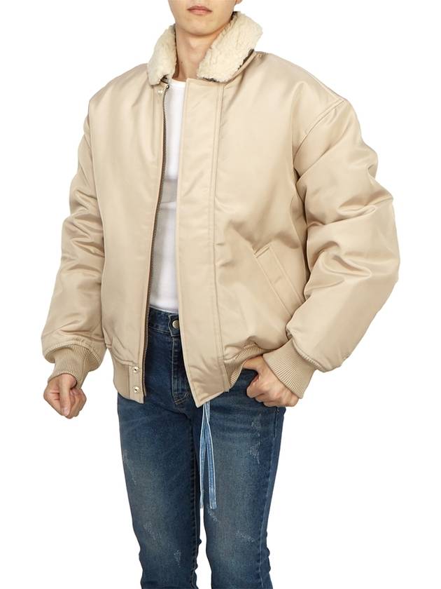 Shearling Collar Bomber Jacket Beige - ACNE STUDIOS - BALAAN 7