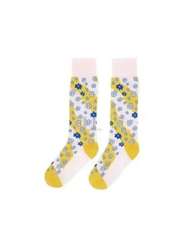 Striped Flower Motif Socks Light Pink - MARNI - BALAAN 2