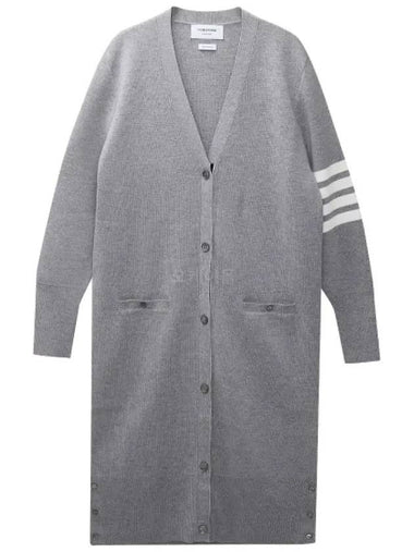 4 bar stripe Milanese stitch merino wool long cardigan - THOM BROWNE - BALAAN 1