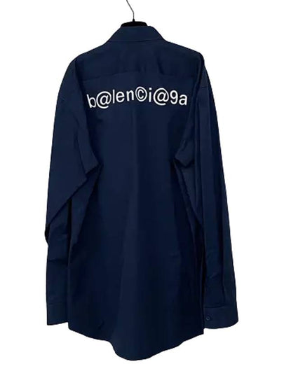 Back Logo Long Sleeve Shirt Navy - BALENCIAGA - BALAAN 2