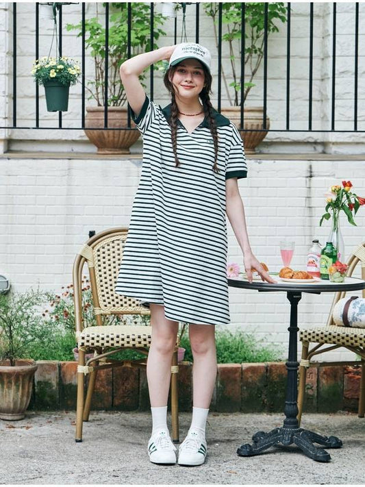 MET Stripe Collar Summer Dress Green - METAPHER - BALAAN 2