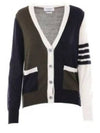 Funmix Fine 4 Bar V-neck Merino Knit Cardigan - THOM BROWNE - BALAAN 2