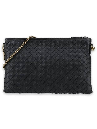 Intrecciato Chain Clutch Bag Black - BOTTEGA VENETA - BALAAN 1