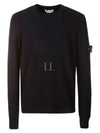 Men's Wappen Patch Crew Neck Wool Knit Top Navy - STONE ISLAND - BALAAN 2