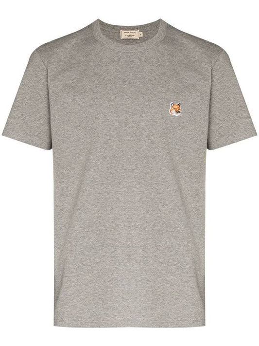 Fox Head Patch Classic Short Sleeve T-Shirt Grey Melange - MAISON KITSUNE - BALAAN 2