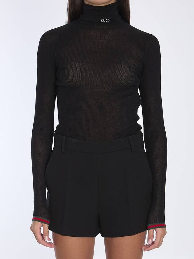 Cashmere silk blend turtleneck black - GUCCI - BALAAN 2