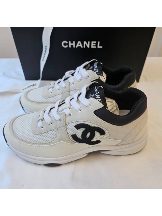 CC Logo Suede Tennis Low Top Sneakers Black - CHANEL - BALAAN 2