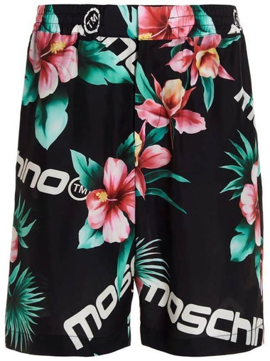 Men's Hibiscus Print Shorts Black - MOSCHINO - BALAAN 1