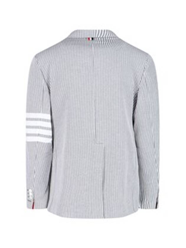 Men's 4 Bar Seesucker Loopback 4 Bar Sack Cardigan Grey - THOM BROWNE - BALAAN 3