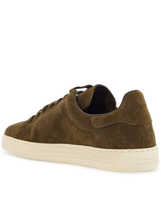 khaki suede low top sneakers with rubber sole - TOM FORD - BALAAN 3