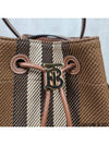 TB Small Knit Check Leather Bucket Bag Dark Birch Brown - BURBERRY - BALAAN.