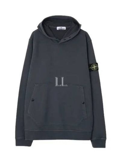 Snap Brushed Cotton Fleece Hoodie Lead Grey - STONE ISLAND - BALAAN 2