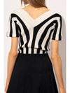 Striped V-neck Short Sleeve Knit Top - BOTTEGA VENETA - BALAAN 5