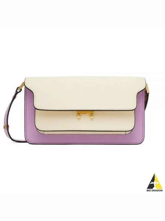 Color Block Trunk Leather Shoulder Bag White Light Lila - MARNI - BALAAN 2