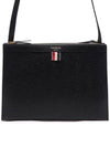 Logo Print Leather Double Zipper Crossbody Bag Black - THOM BROWNE - BALAAN 2