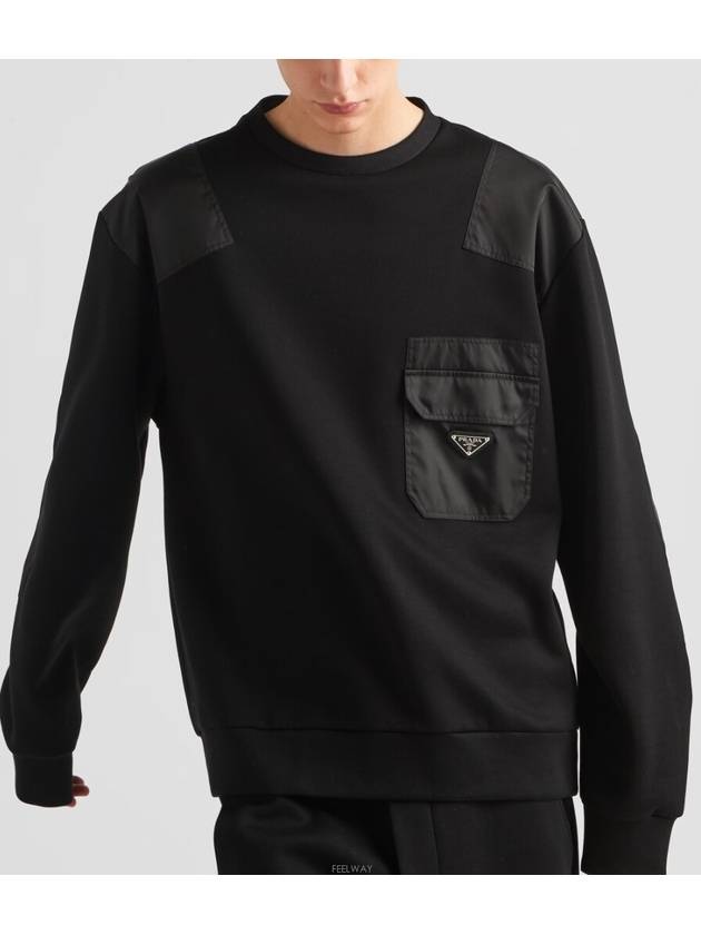 Re nylon detail cotton sweatshirt - PRADA - BALAAN 1