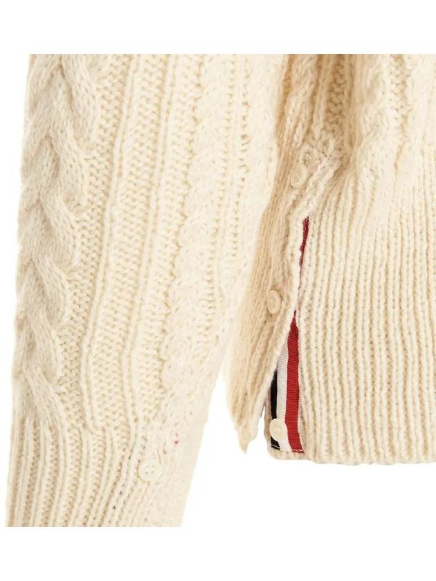 4-Bar Aran Cable Pullover Knit Top White - THOM BROWNE - BALAAN 5