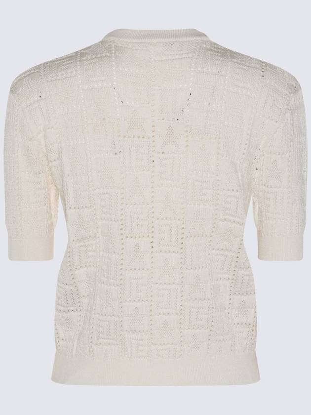 Balmain White Viscose Logo Knitwear - BALMAIN - BALAAN 2