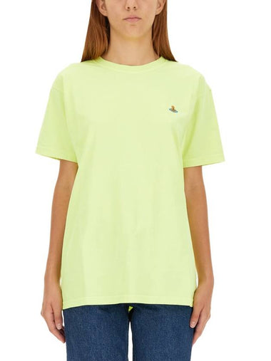 Chest ORB Logo Short Sleeve T-Shirt Light Yellow - VIVIENNE WESTWOOD - BALAAN 1