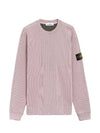 Compass Badge Crew Neck Ribbed Cotton Knit Top Pink - STONE ISLAND - BALAAN 2