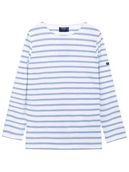 Minquiers Modern Stripe Long Sleeve T-Shirt White Blue - SAINT JAMES - BALAAN 2